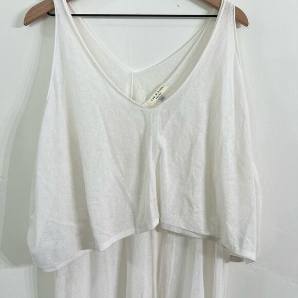 Rag & Bone Noreen Ivory White Sugar Woven Knit Layered Tank Dress Size Large - Picture 4 of 8